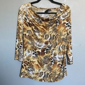 Women's Brown Animal Print Long Sleeve Top